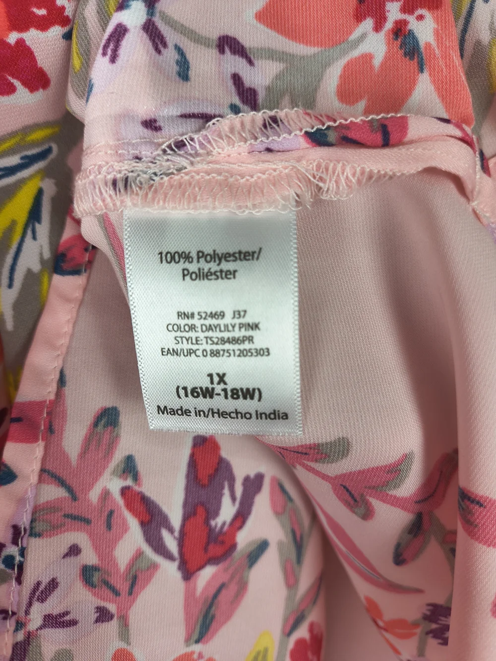 Terra & Sky Top Women's 1X Pink Purple On Off Shoulder Peasant Floral Ruffle